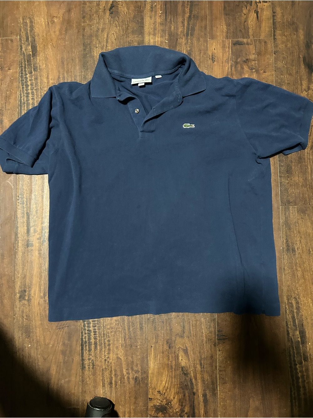 Lacoste Men's Dark Navy Polo with Green Crocodile Logo